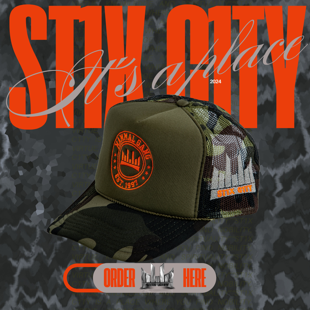 CAMO ST1X C1TY MAMMAL GANG SNAP BACK GRN — Disrupt U PSU